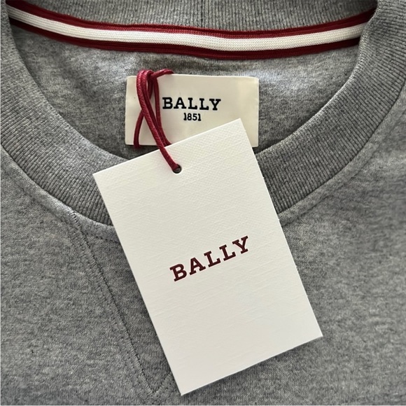 NWT Bally 1851 Melange Cotton Embroidered Logo Sweatshirt in Gray - Picture 5 of 16
